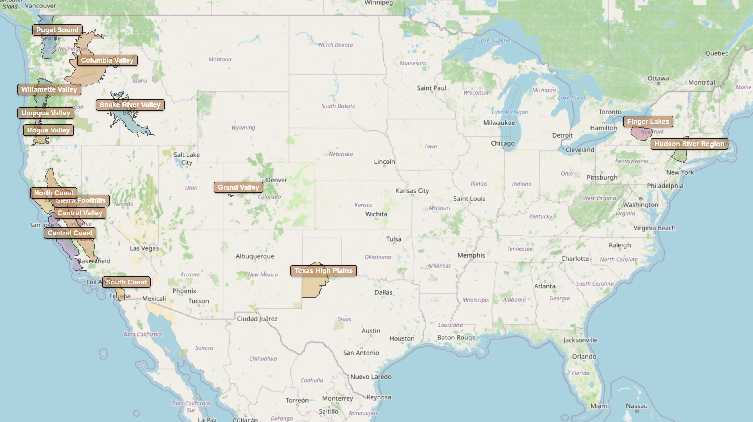 Kort over USA