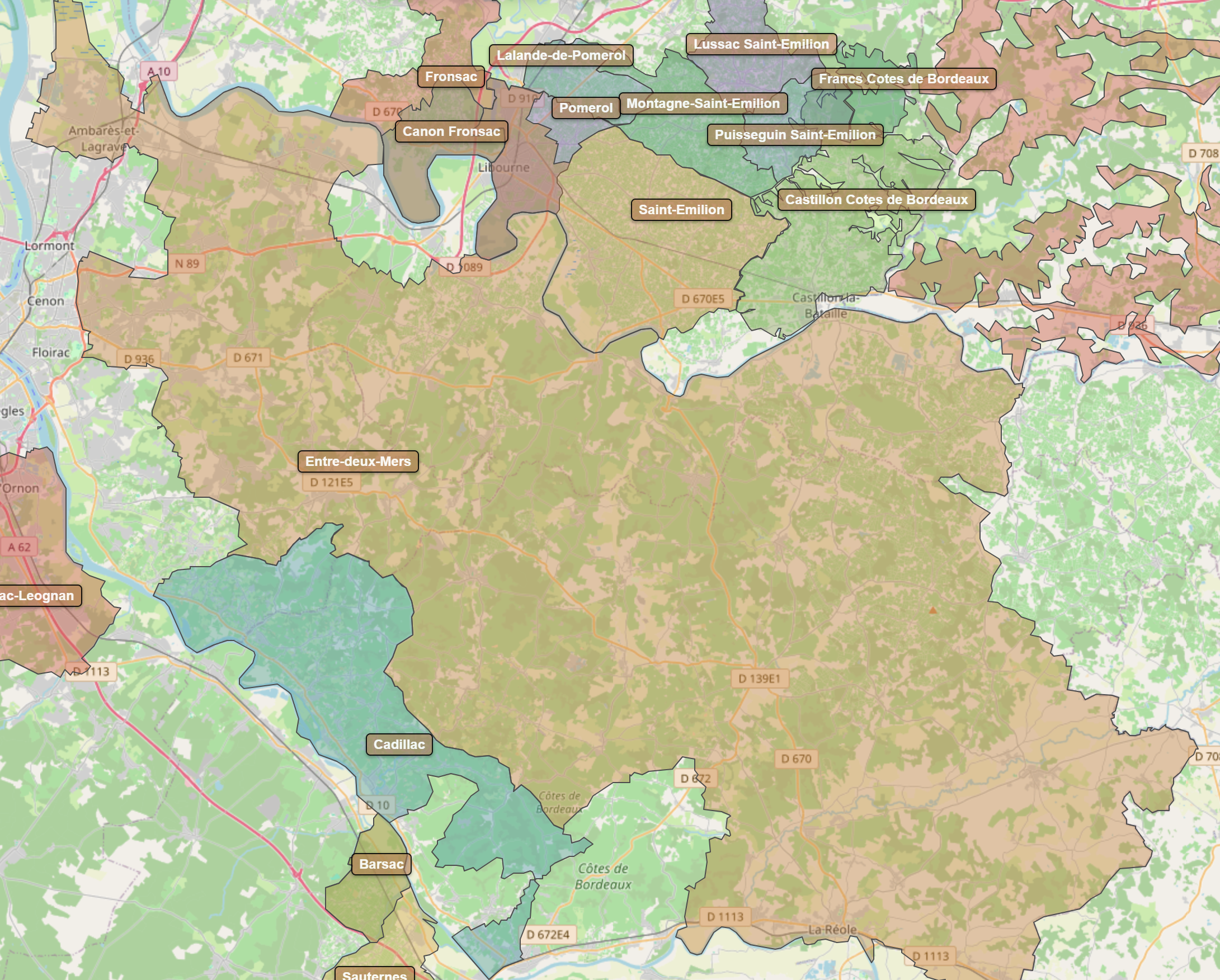 Billede fra regionen Entre-deux-Mers AOC/AOP