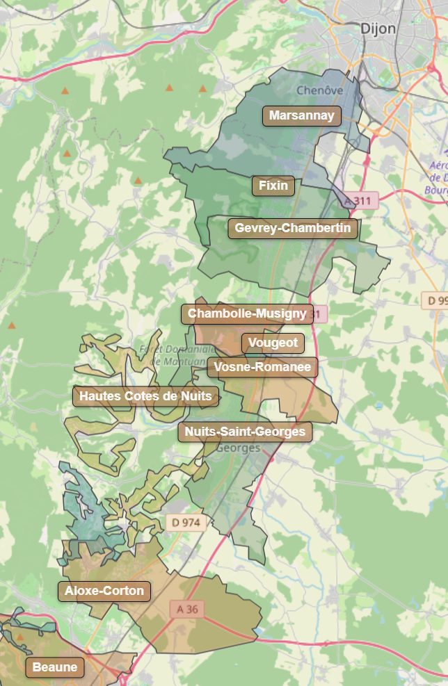 Billede fra regionen Cote de Nuits