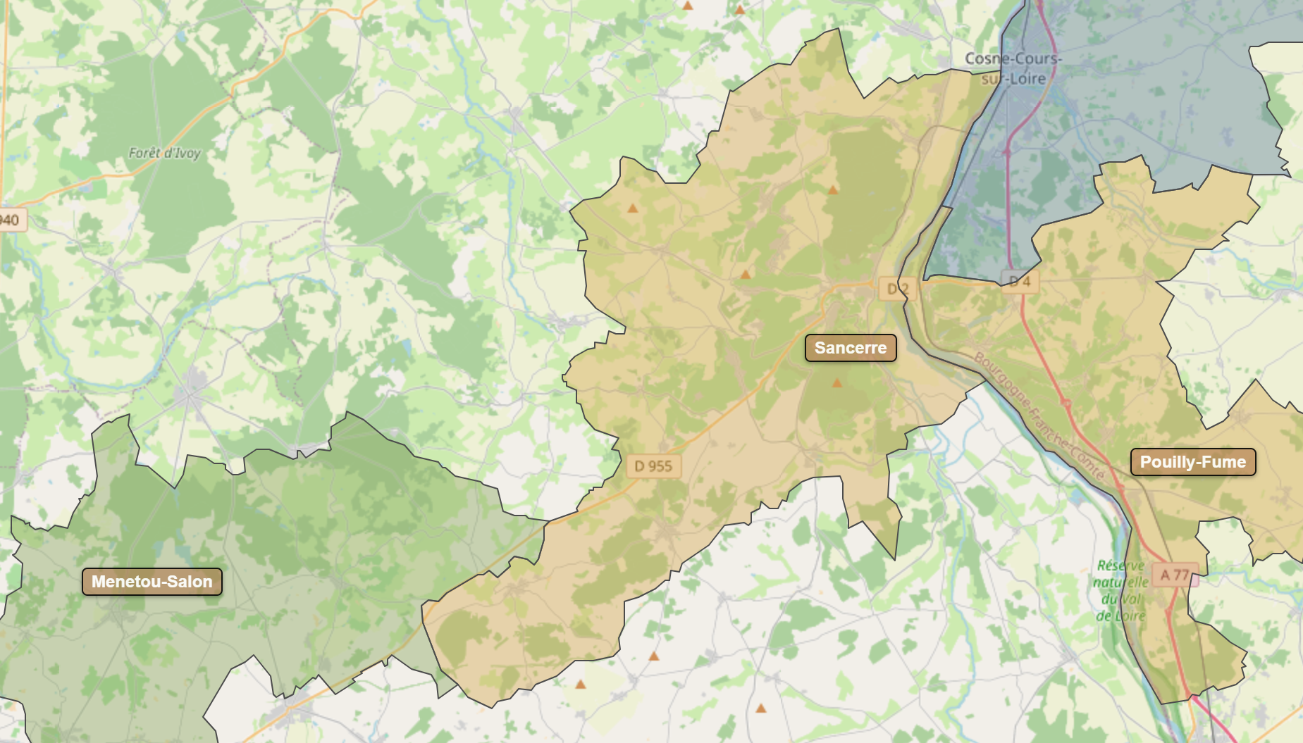 Billede fra regionen Sancerre AOC/AOP
