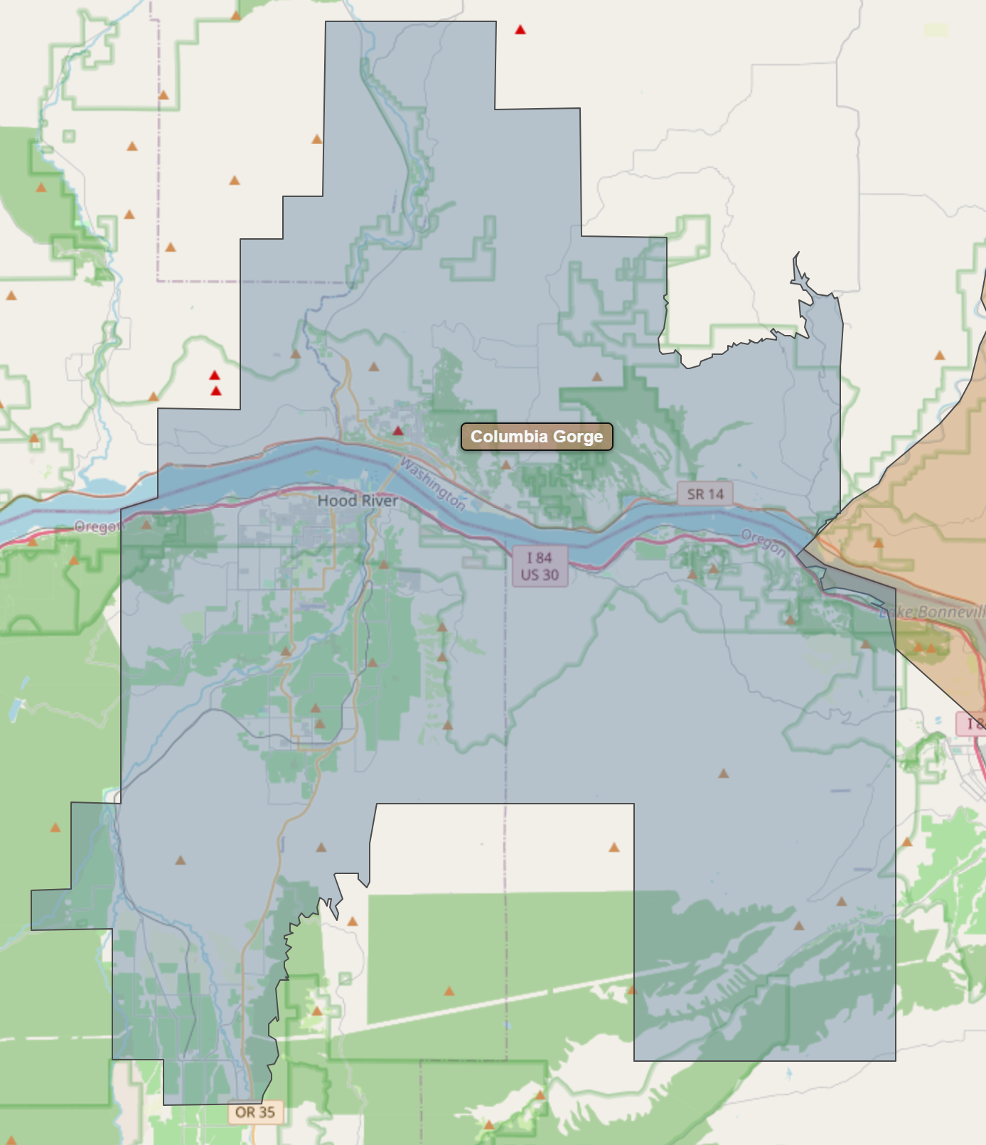 Billede fra regionen Columbia Gorge AVA