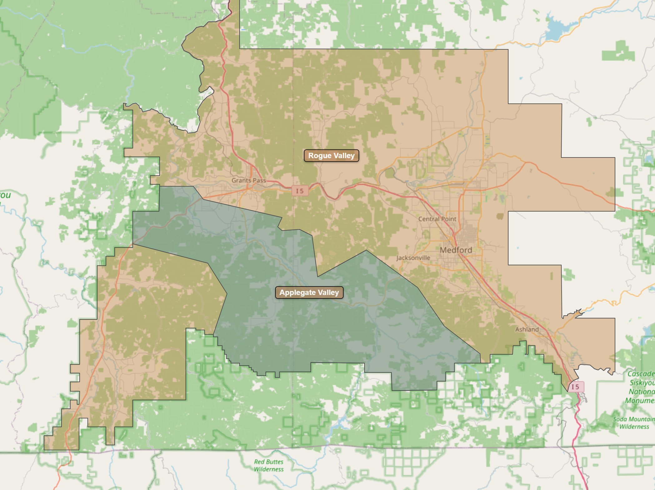 Billede fra regionen Rogue Valley AVA