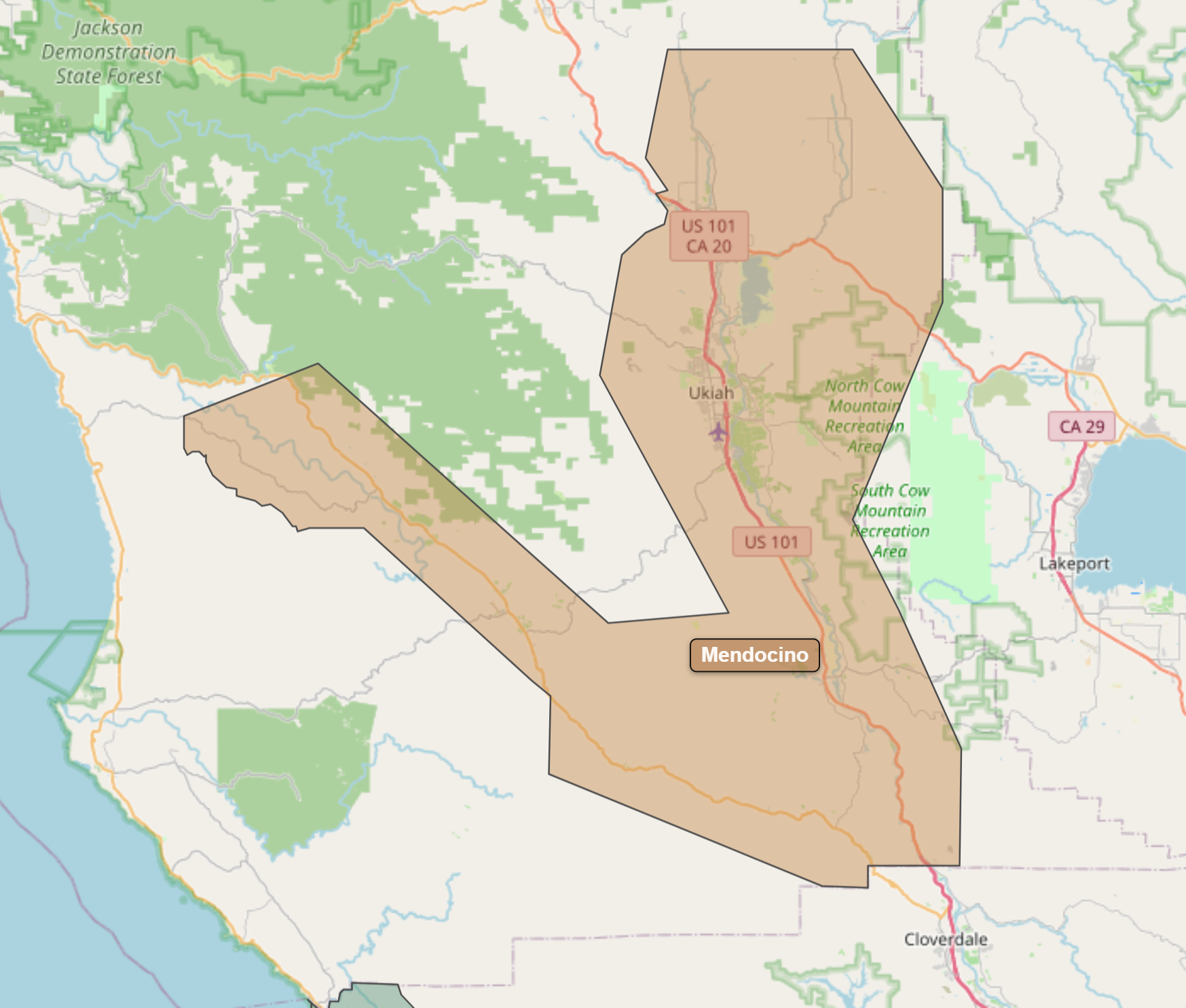 Billede fra regionen Mendocino AVA