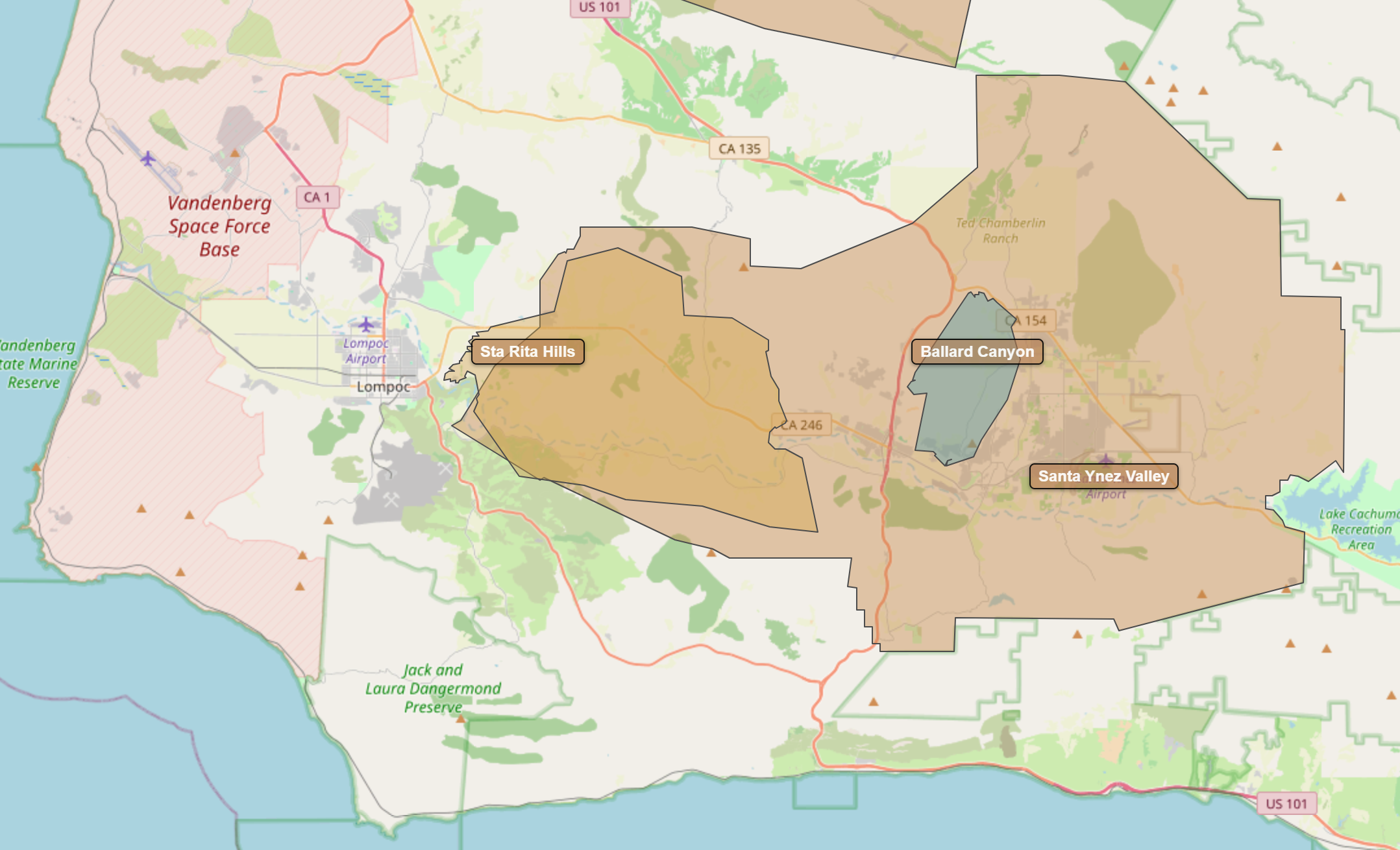 Billede fra regionen Santa Ynez Valley AVA