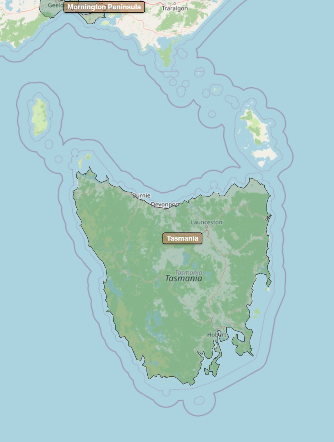 Billede fra regionen Tasmanien