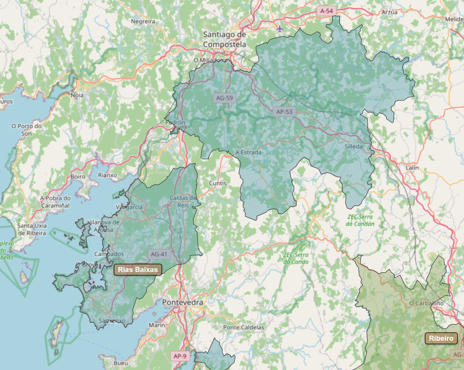 Billede fra regionen Rias Baixas