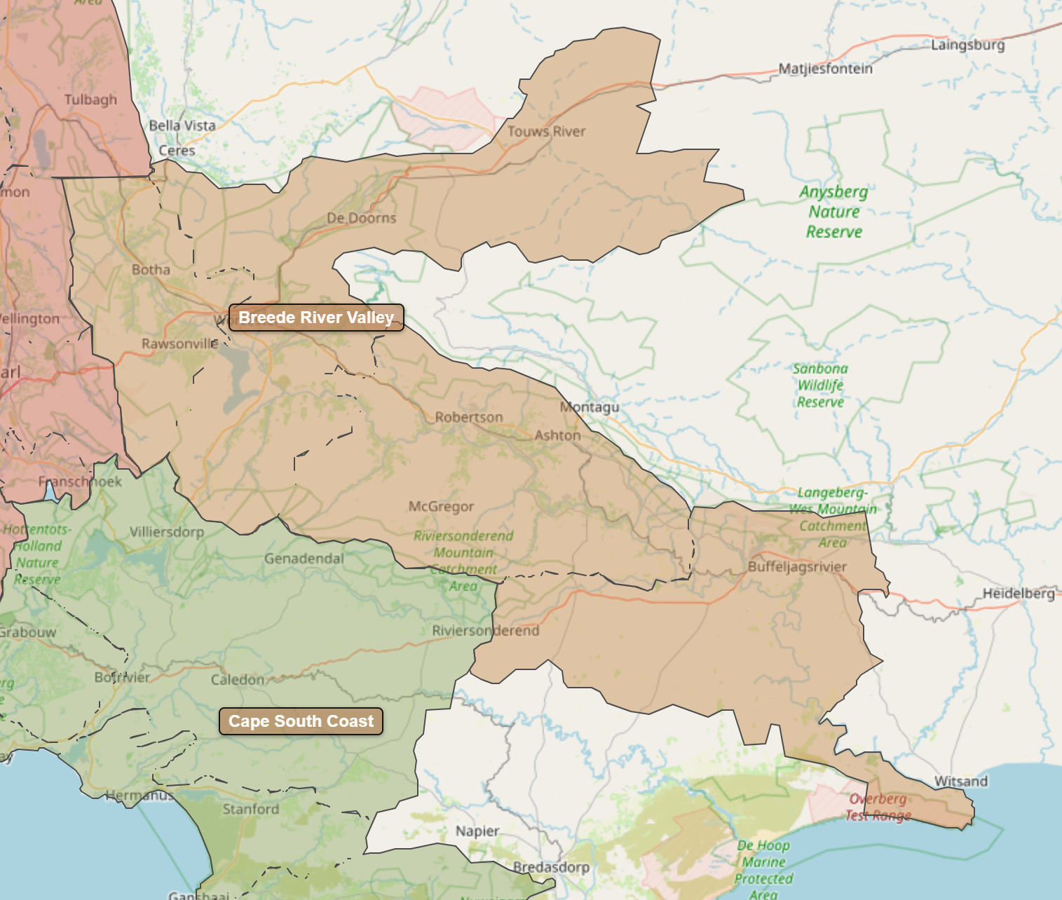 Billede fra regionen Breede River Valley