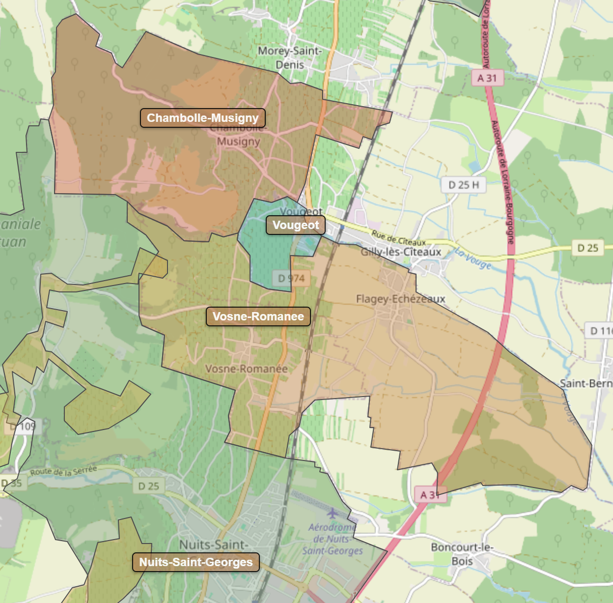 Billede fra regionen Vougeot AOC/AOP