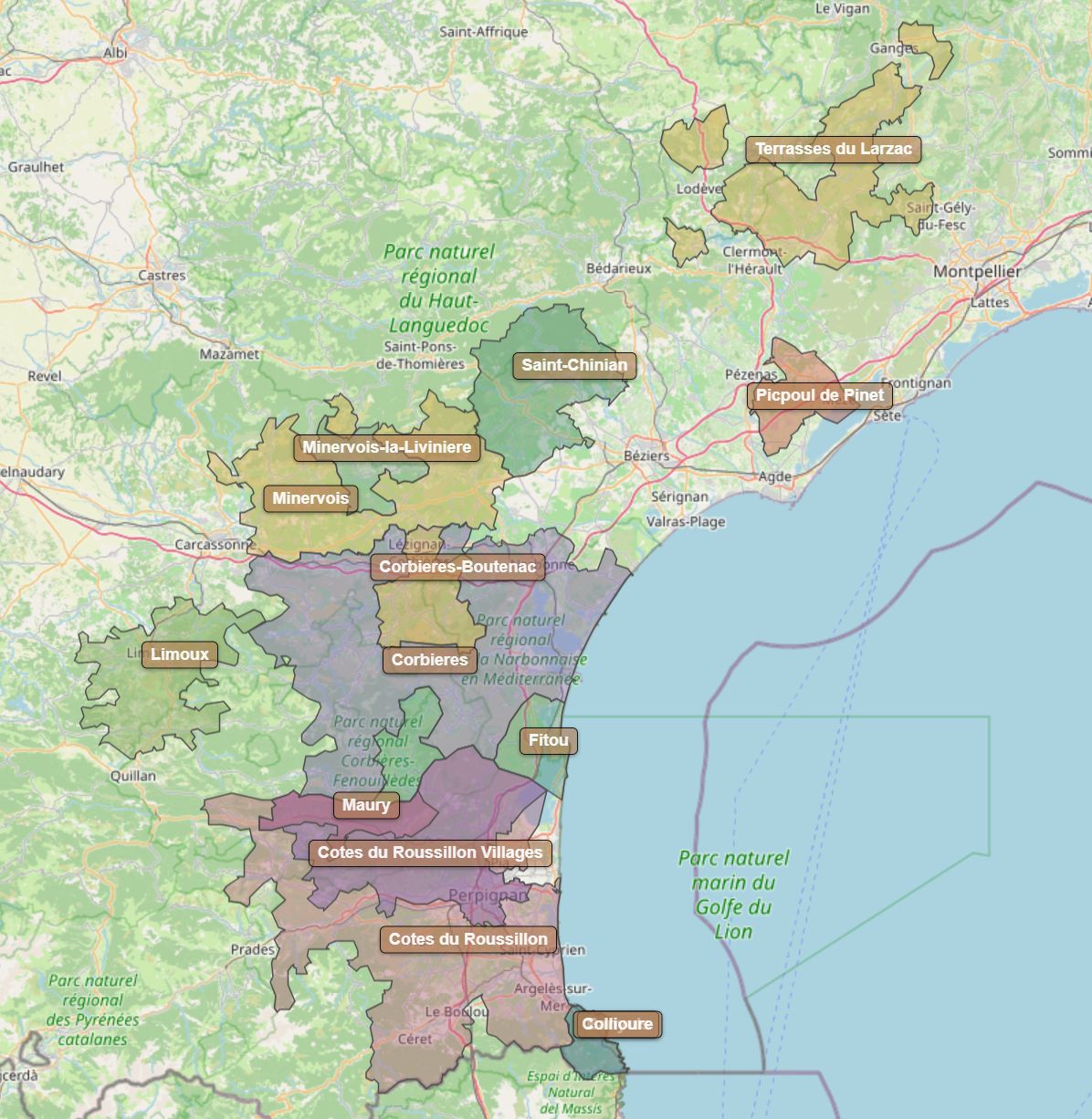 Billede fra regionen Languedoc AOC/AOP